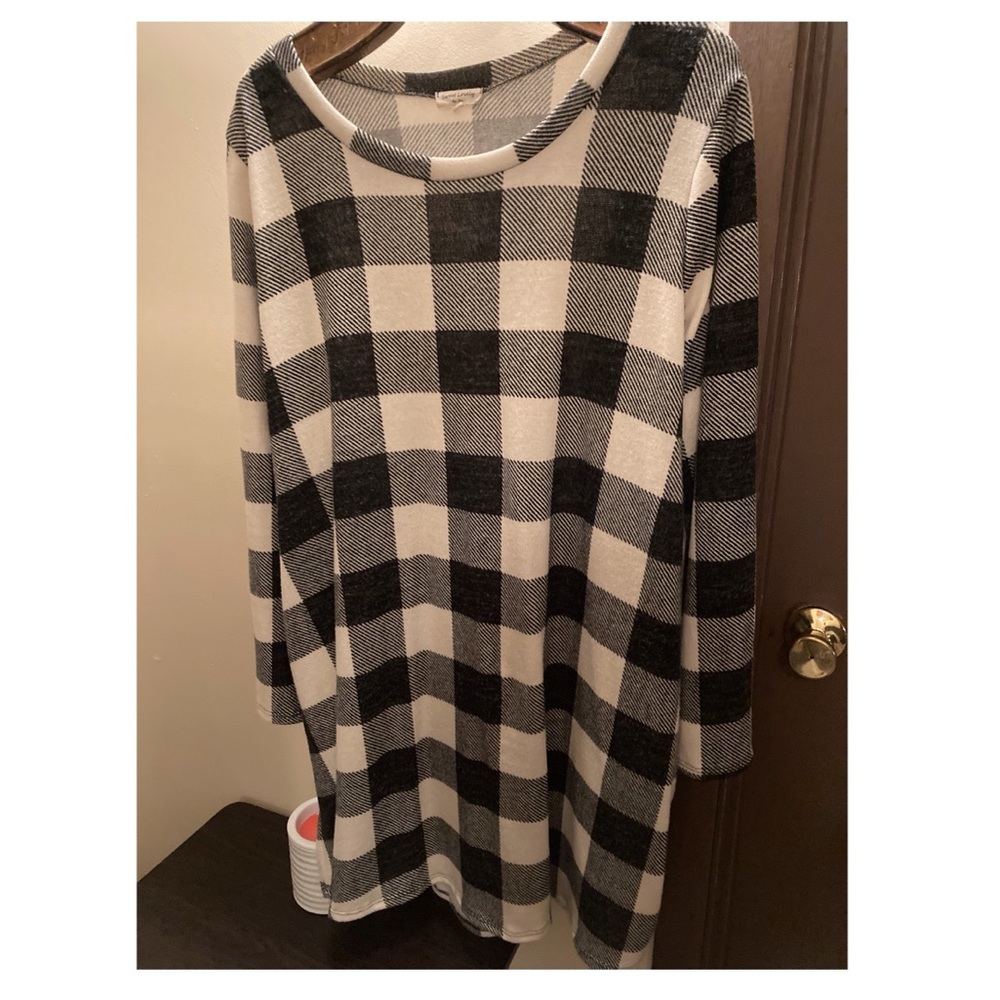 Buffalo check sweater dress
